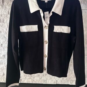 LOFT Tipped Sweater Jacket - Large
